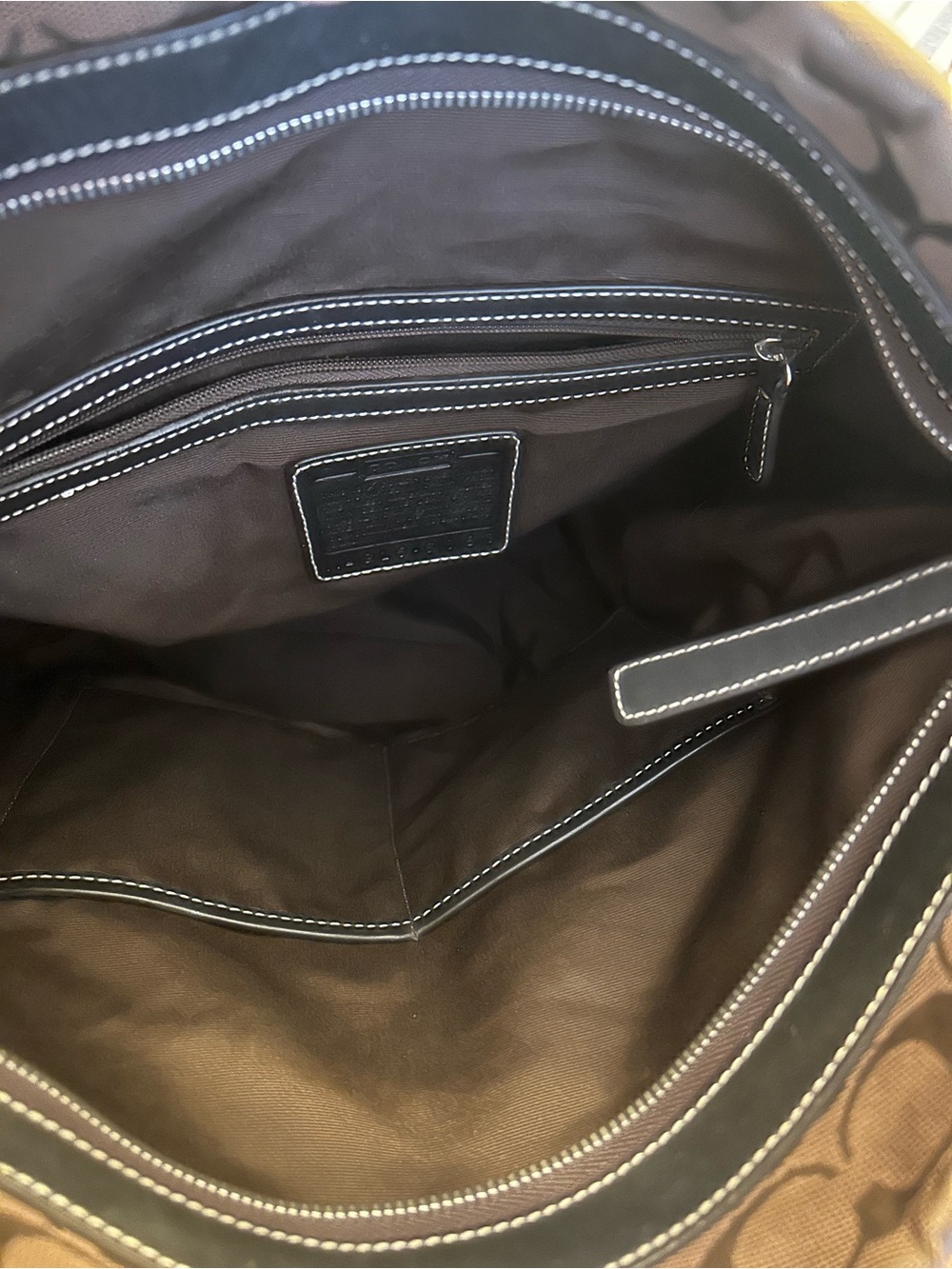 Coach Signature Canvas & Large Brown Bucket/Hobo Bag G15-6083 - Picture 3 of 9